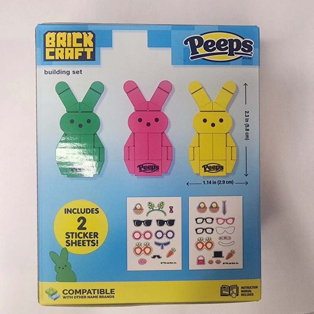 Brick Craft 3 Peeps Building Sets And 2 Sticker Sheets New in Box Sealed Easter
